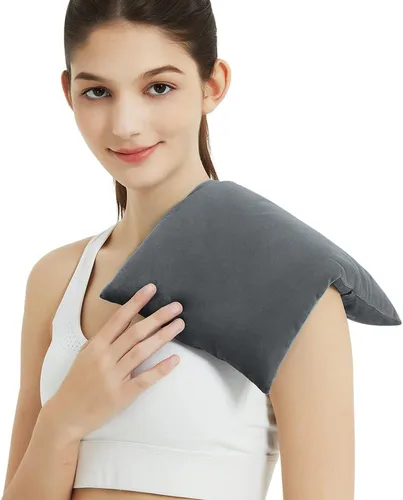 Vista 14 de Almohadilla térmica para microondas con funda lavable, 8 x 12 almohadilla térmica multiusos para microondas para cuello y hombros, bolsa de frijoles