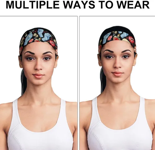 Vista 3 de Diademas de ejercicio, bandas para el sudor, turbante, bandas para el cabello, para mujeres, hombres, niñas, niños, yoga, entrenamiento, gimnasio