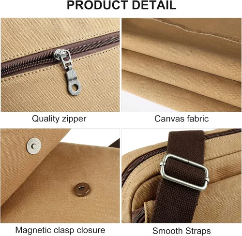 Vista 7 de Bolso cruzado para hombre bolso lateral para hombre bolso de hombro para hombres y mujeres pequeño bolso de mensajero de lona para teléfono