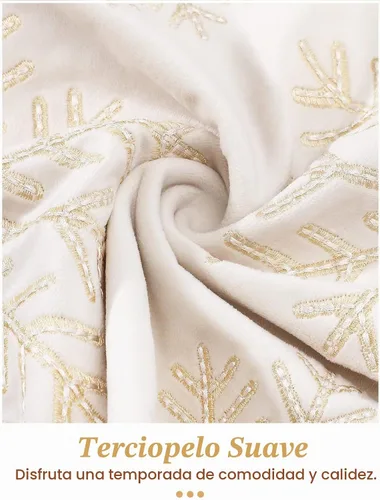 Vista 4 de Lewondr Fundas de almohada navideñas con copo de nieve 20x20, blanco y Blanco crema