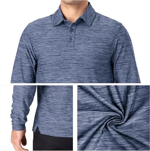 Vista 20 de NAVISKIN Camisas polo para hombre, de secado rápido, UPF 50, manga larga y corta, que absorben la humedad