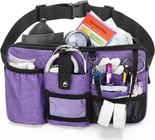 Vista 2 de Trunab Riñonera para enfermera, cinturón organizador de enfermería con correa de cintura ajustable, bolsa de cintura para suministros médicos