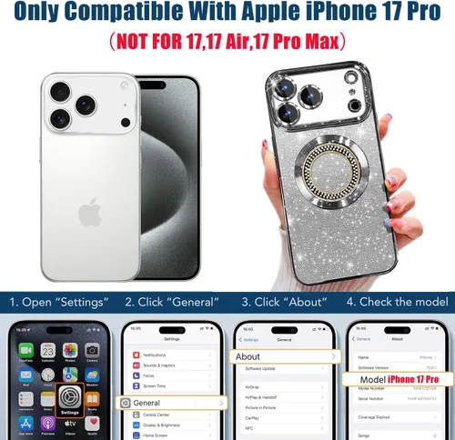 Vista 52 de Misscase Funda magnética con purpurina para iPhone 11 compatible con MagSafe, protección completa, delgada, a prueba de golpes, antiarañazos