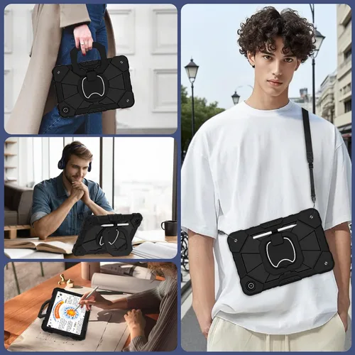 Vista 4 de WESOROL Funda para Galaxy Tab A11 Plus/A9 Plus de 11 pulgadas, a prueba de golpes para tableta Samsung A11+/A9+ con protector de pantalla con Negro