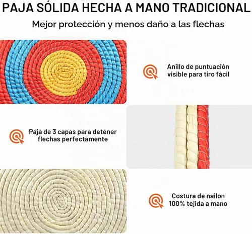 Vista 3 de VEVOR Straw Archery Targets, 20" Round Archery Target for Backyard, Traditional Solid Straw, Red