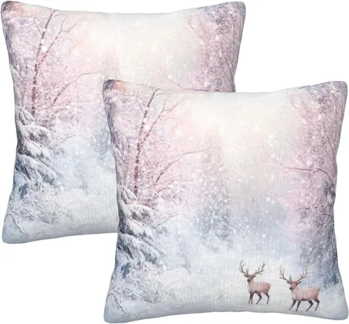 Vista 46 de Fundas de Almohada Flor de Pascua Dorada Copo de Nieve Navidad Xmas Juego de 2 Fundas de Almohadas Cuadradas Funda de Cojín Fundas de Almohadas