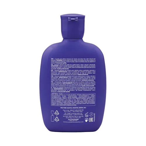 Vista 2 de ALFAPARF MILANO Semi di Lino - Champú morado para cabello rubio, resaltado, platino y plateado, neutraliza los tonos cobrizos, hidrata y fortalece
