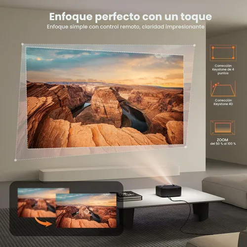 Vista 6 de ONOAYO Outdoor Projector-4K con E-Focus, Dolby Audio, aplicaciones integradas, negro