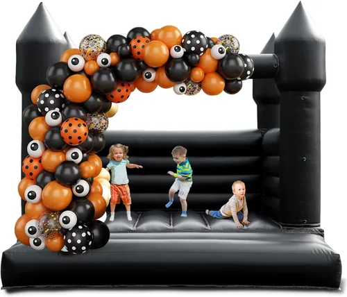 Vista 9 de Casa de rebote blanca comercial de 13 pies con pozo de bolas y tobogán, casa inflable 100% PVC para adultos y niños, casa de rebote para adultos