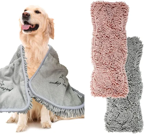 Vista 16 de Patas Lague Toalla absorbente para perros de secado grande, 35 x 15 pulgadas, toalla de baño de microfibra extra grande de secado rápido