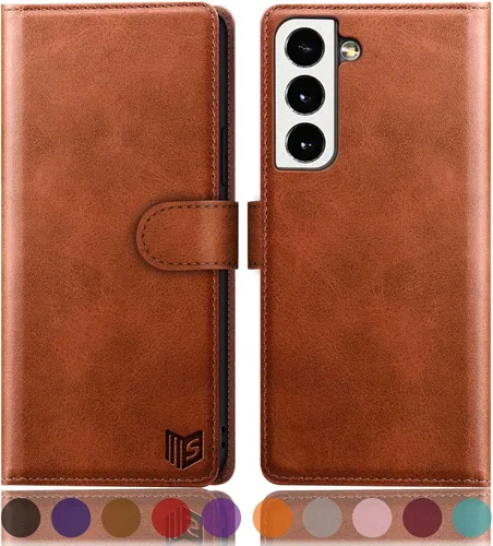 Vista 9 de SUANPOT Funda de piel tipo cartera para Samsung Galaxy S22 con bloqueo RFID, tarjetero para tarjetas de crédito, funda para teléfono con tapa a