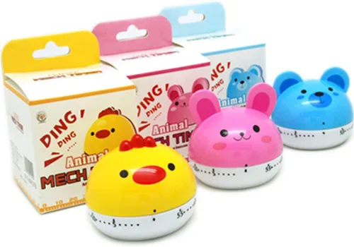 Vista 4 de Lindos temporizadores de animales de dibujos animados mini 55 minutos de cocina mecánica temporizador de cocina reloj contadores de alarma fuerte