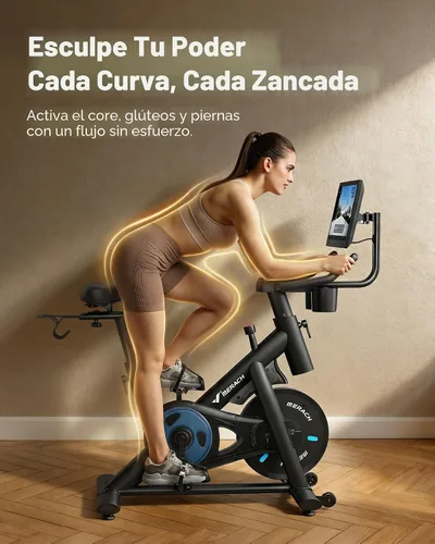 Vista 6 de MERACH Exercise Bike, Magnetic Friction Stationary Bike for Home with APP