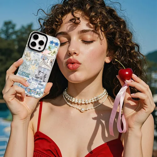 Vista 7 de para iPhone 7/8/SE, funda con collage nostálgico de playa con tabla de surf y Stay Salty, protección contra caídas de grado militar, cubierta