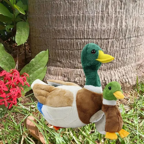 Vista 4 de Peluche de pato mallard de 13 pulgadas con un pato bebé, 2 piezas de animales de peluche de pato malardo Mallard Duck Stuffed Animal,Birthday Gift