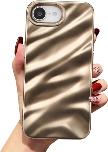Vista 72 de QLTYPRI Funda compatible con iPhone 11, bonita funda con patrón de ondas de agua para niñas y mujeres, delgada, satinada, brillante, suave, de Beige