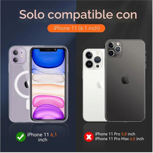 Vista 2 de Fin2feel Funda magnética para iPhone 11, con protector de pantalla de vidrio templado, [compatible con MagSafe], protección contra caídas de grado