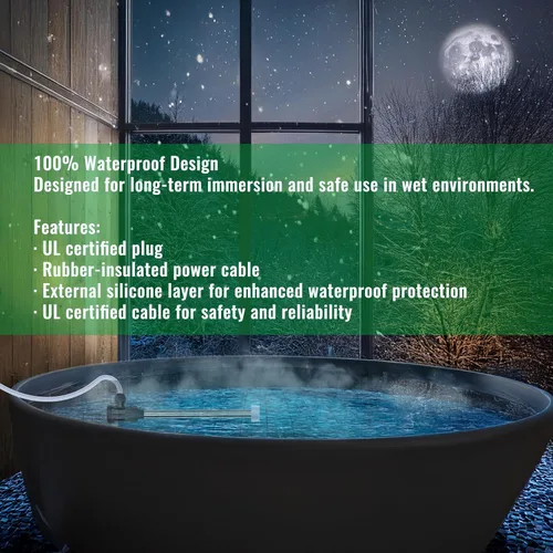Vista 5 de Calentador de agua totalmente sumergible de 3500 W y 240 V para bañera de hidromasaje y piscina sobre el suelo, calentador eléctrico de inmersión