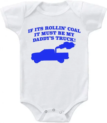 Vista 4 de Ink Trendz My Daddy's Rollin Coal 4x4 Ram Pickup Truck - Enterizo de manga corta para bebé Negro