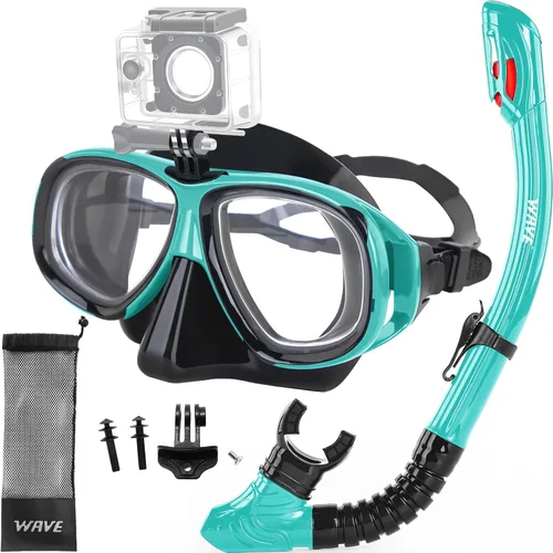 Vista 9 de Equipo de esnórquel miope, juego de esnórquel seco miope para jóvenes adultos, máscara de buceo antiempañamiento miope y esnórquel superior seco