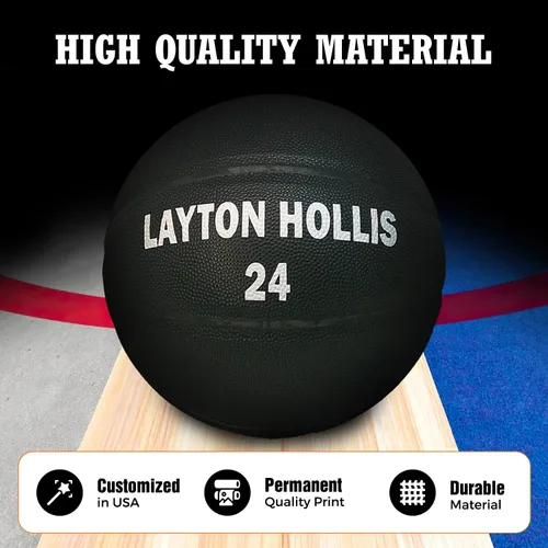 Vista 6 de HAMMET Personalized Basketball, Durable Customized Basketball Balón de baloncesto negro.