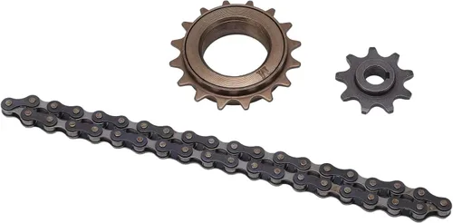 Vista 6 de SUNGOOYUE Kit de rueda libre de acero, rueda libre de 16 dientes, piñón de 9 dientes, juego de cadena de 38 secciones, kit de rueda libre de plato