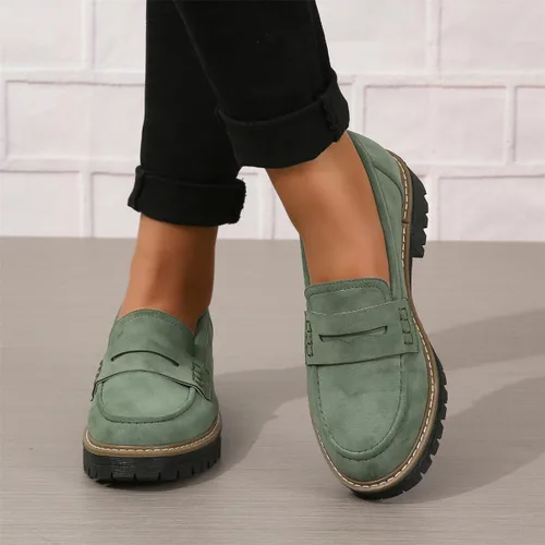 Vista 3 de Mocasines para mujer, con plataforma gruesa, suela de lengüeta, cómodos, para el trabajo, oficina, negocios, casual, zapatos de vestir, talla 5-11
