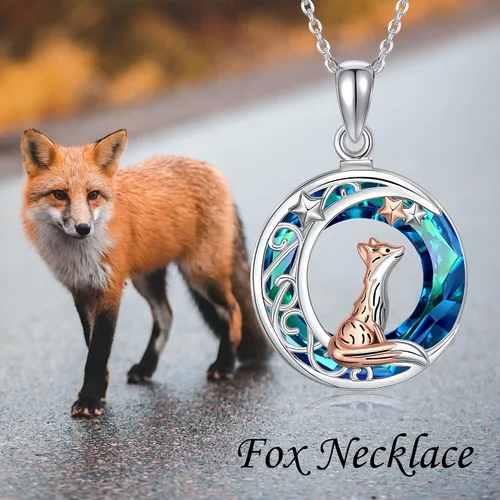 Vista 6 de CUPENDA Collar de plata de ley con colgante de zorroserpienteunicorniobúho en la lunaconejocaballo, joyería de regalo para mujeres, mamá, hermana