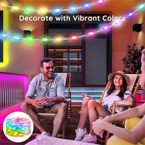 Vista 7 de Honche Guirnalda de luces inteligentes RGB de 100 luces LED USB de 32.8 ft/33 pies, impermeable, con control de aplicación, decoración de árbol