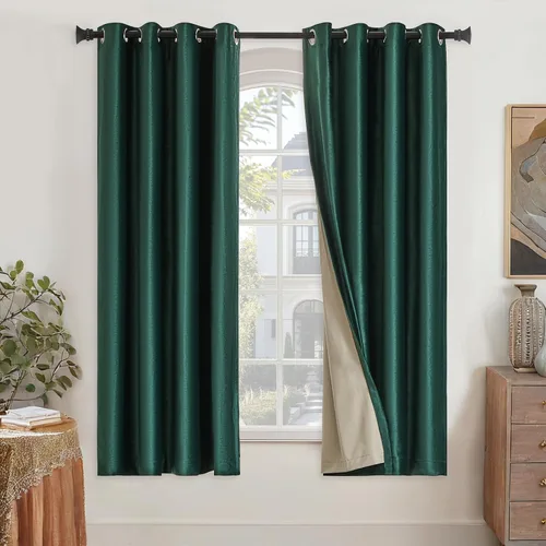 Vista 25 de GIGIZAZA Cortinas de terciopelo 100% opacas de 72 pulgadas, 2 paneles, cortinas negras para ventana, con aislamiento térmico, cortina de lujo