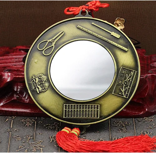 Vista 4 de Espejo chino de Feng Shui, espejo Bagua, espejo del zodiaco chino Bagua, espejo Feng Shui, espejo plano, colgante de decoración del hogar