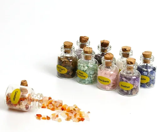 Vista 6 de Juego de cristales y piedras curativas, cristales curativos, cuarzo rosa, cristal de amatista, cristales de cuarzo transparente, ojo de tigre