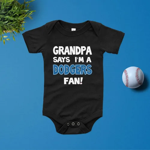 Vista 6 de NanyCrafts 'Grandpa Says I'm a Dodgers Fan Baby Body Body para bebé Dodgers