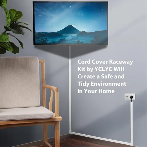 Vista 6 de Kit de Pared para Cubierta de Cable, Ocultador de Cables de TV para Cable de 1 Pulgada de Grosor, 157 Pulgadas de Cubiertas de Cable para Cables