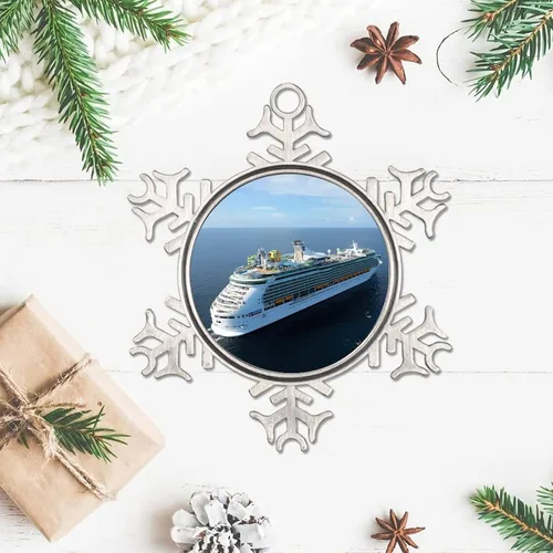 Vista 3 de Adornos metálicos de copo de nieve para crucero, Florida, Estados Unidos, adorno de Navidad, recuerdo, regalo, adornos colgantes para decoración
