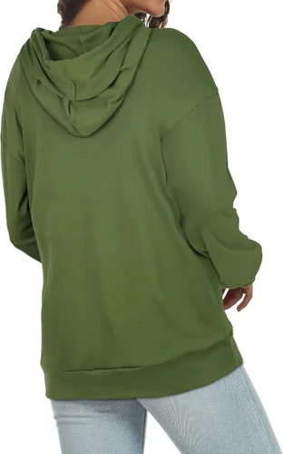 Vista 5 de Women's Hoodies Long Sleeve Sweatshirts Drawstring Pullover Tops with Pocket Casual Loose Blouses Tunic