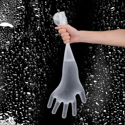 Vista 3 de 20 guantes de limpieza de goma desechables largos transparentes, guantes de plástico para lavar platos, guantes de plástico desechables impermeables
