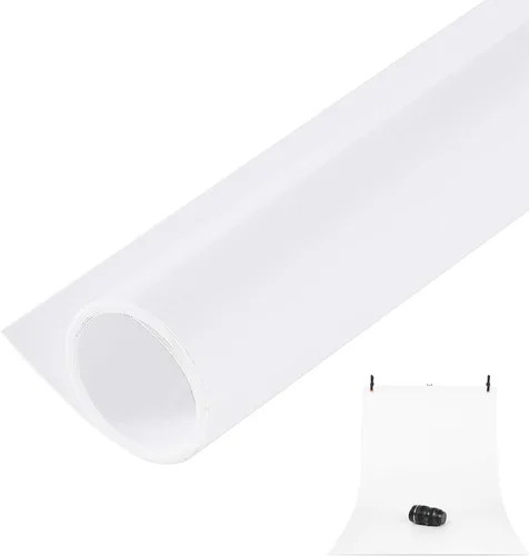 Vista 12 de Meking Telón de fondo de PVC para fotografía de 31x59 pulgadas (80x150 cm) Blanco mate y reflectante, telón de fondo de PVC para video de estudio