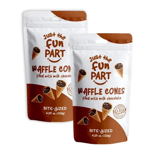 Vista 14 de Just The Fun Part Mini conos de gofre crujiente de tamaño bocado Rellenos con chocolate belga premium Excelentes para bocadillos, postres