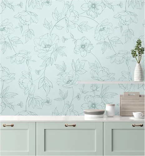 Vista 6 de Papel pintado floral Amapola flor dibujo mural de pared (ESTILO 1)