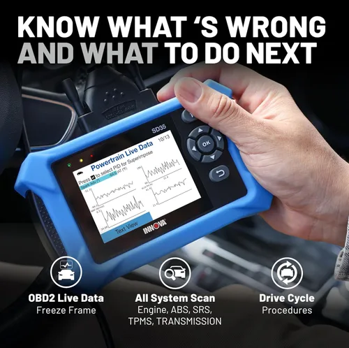Vista 2 de Innova Escáner SD35 OBD2 – ABS, SRS, TPMS y lector de código de motor de verificación, datos en vivo, todos los diagnósticos del sistema, compatible
