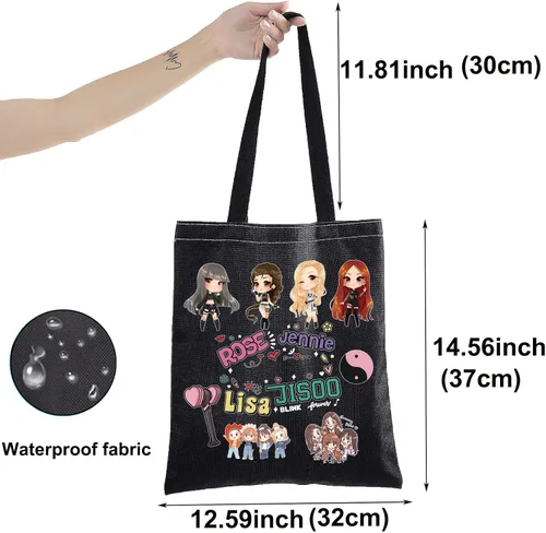 Vista 2 de BWWKTOP K-Pop Girl Group Tote Bag Cantante Fans Regalos Música Miembros de Grupo de Lona Bolsa de Hombro Singer Tour Mercancía