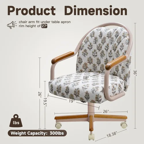 Vista 2 de Chromcraft Juego de 1 silla, silla con ruedas dobles suaves para cocina