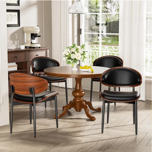 Vista 19 de YaFiti Juego de 2 sillas de comedor, sillas de comedor y cocina modernas de mediados de siglo, sillas tapizadas de piel sintética con diamantes