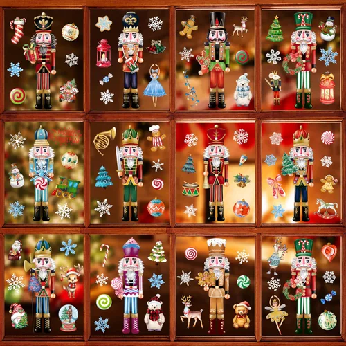 Vista 15 de BORAMDO 9 hojas de calcomanías navideñas de jengibre para ventana