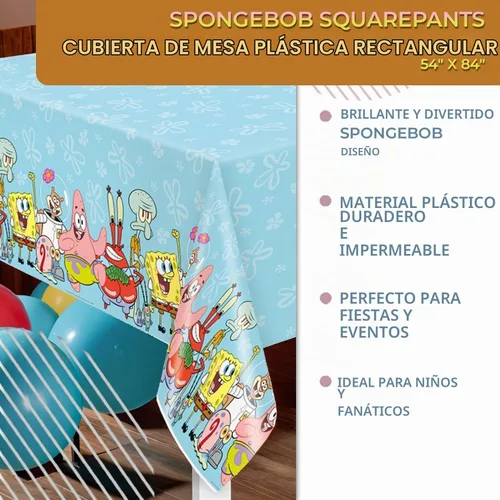 Vista 4 de Spongebob Squarepants - Mantel rectangular de plástico, 54 x 84 pulgadas, ideal para cumpleaños y fiestas de niños