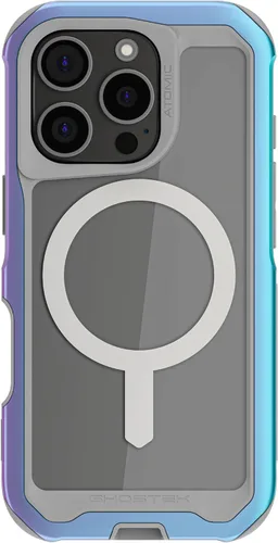 Vista 132 de Ghostek ATOMIC - Funda delgada para Galaxy S21 con parachoques de metal de aluminio y diseño trasero transparente, protección resistente que absorbe
