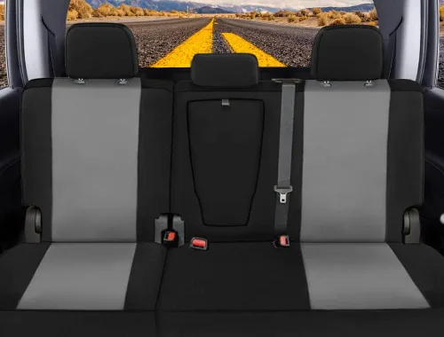 Vista 2 de CarsCover Fundas de asiento personalizadas para Toyota Tundra Pickup Truck 2014-2020, fundas de asiento trasero de automóvil 60/40 con reposabrazos
