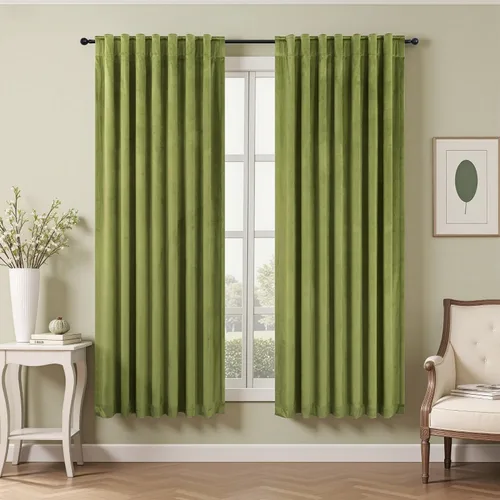 Vista 31 de Cortinas de terciopelo opacas para oscurecer la habitación de 63 pulgadas de largo para sala de estar, comedor, 2 paneles, privacidad pesada