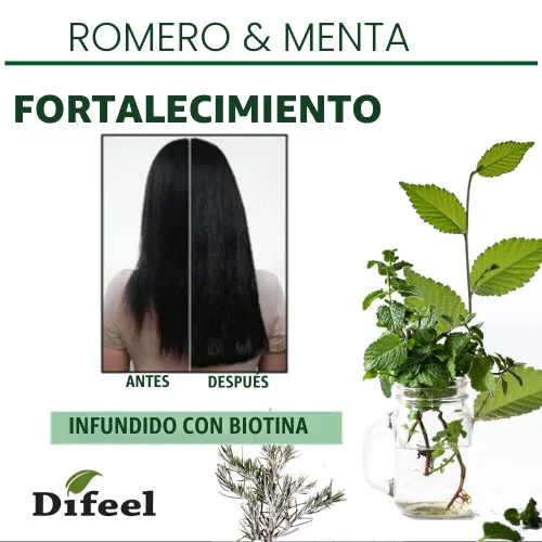 Vista 3 de Difeel Mascarilla fortalecedora para el crecimiento del cabello con aceite de romero natural y biotina, 12 oz.